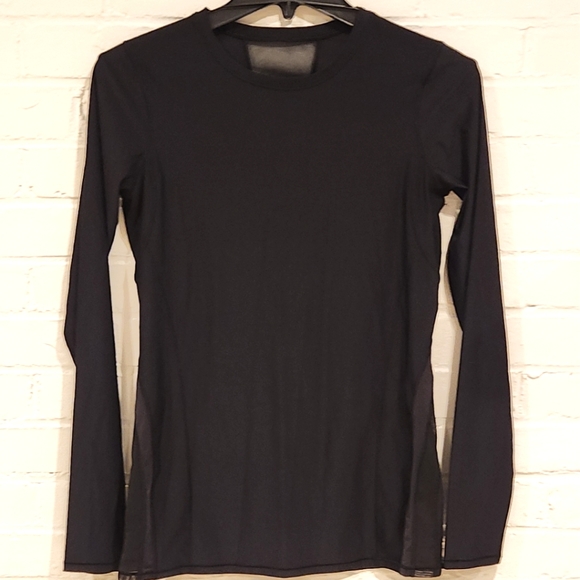 LULULEMON Long Sleeve Black Top with Sheer Details - Picture 7 of 7